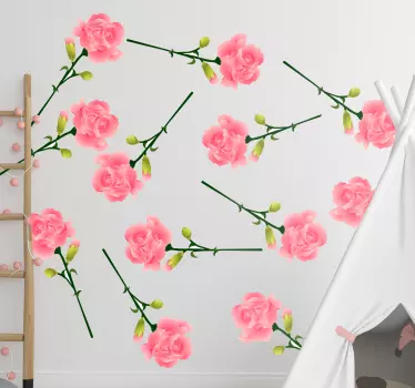 ピンクのクローブの花の壁のステッカー - TENSTICKERS