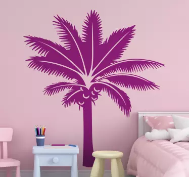 Vaaleanpunainen palmu seinä tarra - Tenstickers
