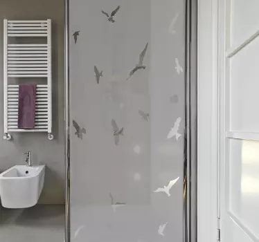 带鸟淋浴的半透明淋浴贴纸 - TenStickers