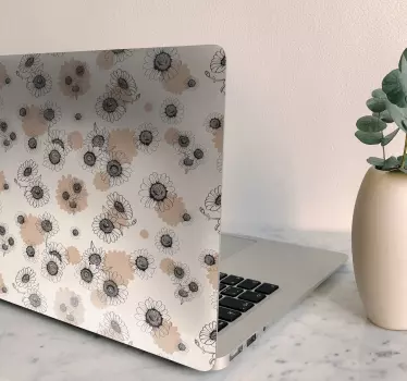 Hand drawing vintage daisies laptop decal - TenStickers