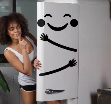 Onnellinen emoji tyydyttynyt jääkaappi tarra - Tenstickers