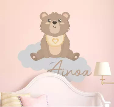 Name bear and clouds wild animal decal - TenStickers