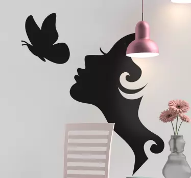 Beauty salon woman with butterfly wall sticker - TenStickers