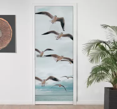 Polish seaside and seagulls door sticker - TenStickers