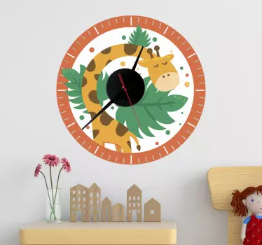 Children clock with giraffe wall sticker - TenStickers
