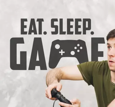 sticker gamer manger dormir jouer - TenStickers