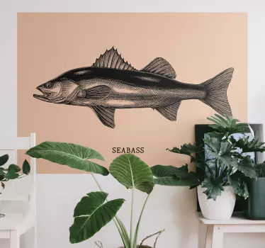 Realistic Seabass Hand Draw fish wall sticker - TenStickers