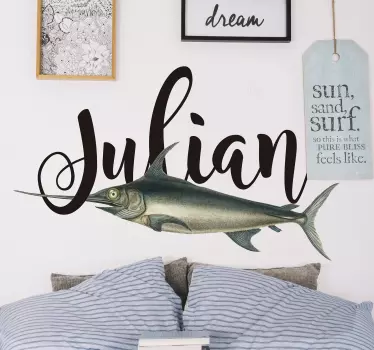 Swordfish with name animal wall sticker - TenStickers