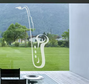 Saxofon dekorativt vindue klistermærke - TenStickers