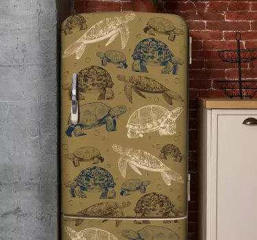 Turtles beige background fridge sticker - TenStickers