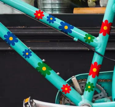 Sticker Vélo Fleurs individuelles colorées - TenStickers