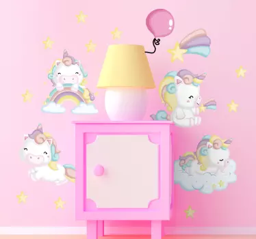 Fluffy unicorns fairy tale sticker - TenStickers
