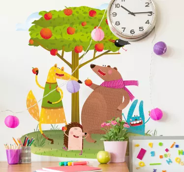 Funny tree and apple tree wall sticker - TenStickers