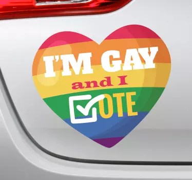 Rainbow votes gay Car Sticker - TenStickers