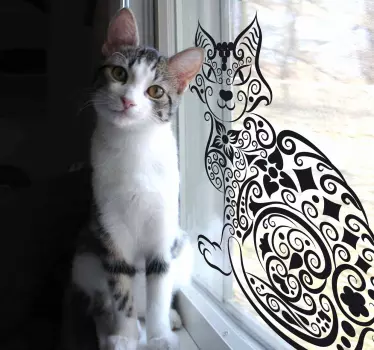 Vinilo decorativo gato abstracto - TenVinilo