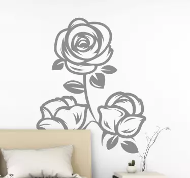 To typer blomster vægklistermærke med roser - TenStickers