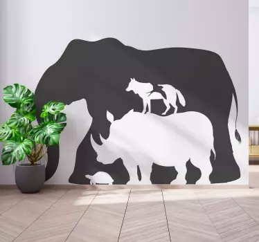 Elephants that create shapes  wild animal decal - TenStickers
