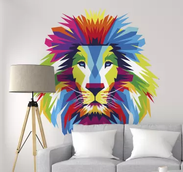 Multi-colored lion head wild animal decal - TenStickers