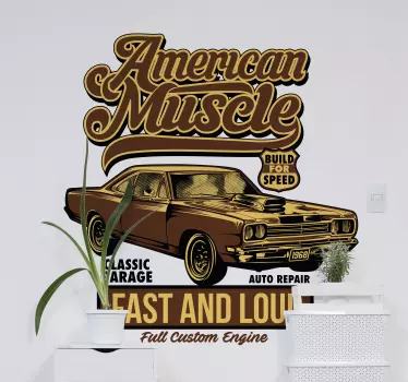 American classic car salon car sticker - TenStickers