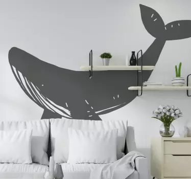 Uni color whale sailor fish wall sticker - TenStickers