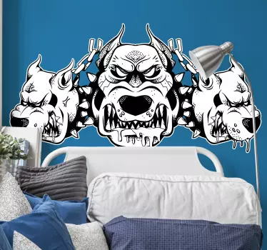 Three angry dog heads wall sticker - TenStickers