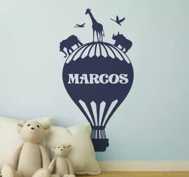 Balloon with named jungle animals wall sticker - TenStickers