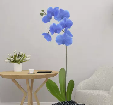 Mėlynos orchidėjos gėlių sienos lipdukas - „Tenstickers“