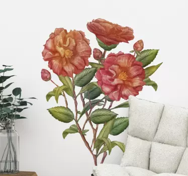 flowers for the living room flower wall sticker - TenStickers