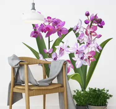 Orchid and petals flower wall sticker - TenStickers