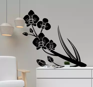 Nalepka za cvetne stene orhidej obrisa - TenStickers