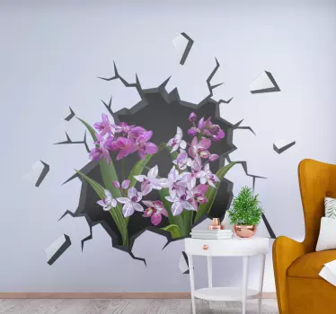 Orchids from the hole wall sticker - TenStickers