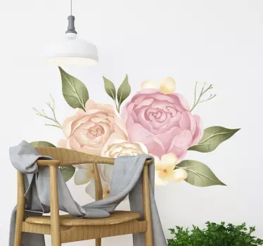 Akvarel peon blomst væg klistermærke - TenStickers