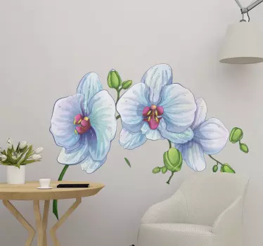 Baltos orchidėjos gėlių sienos lipdukas - „Tenstickers“