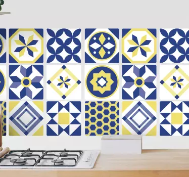 Yellow and blue tile sticker - TenStickers