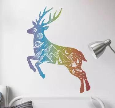 Mountain with deers nature stickers - TenStickers