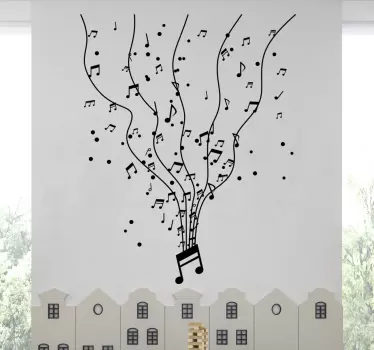 Vinilo árbol con notas de música en ramas - TenVinilo