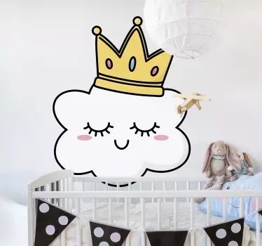 Crowned clouds illustration sticker - TenStickers