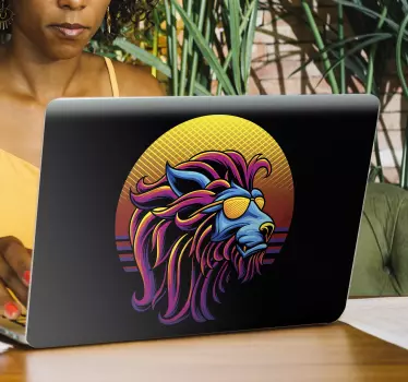Modern colorful lion laptop sticker - TenStickers
