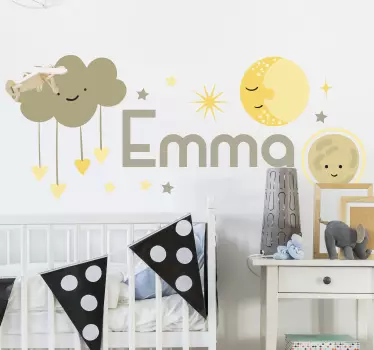 Nordic stars with clouds space wall sticker - TenStickers