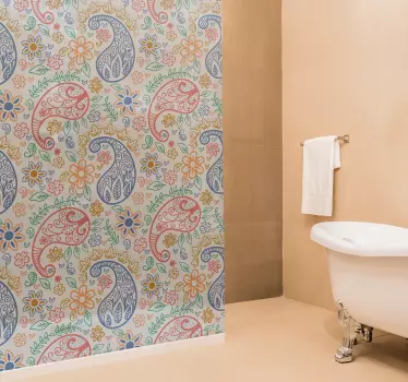 Naklejka na prysznic kolorowy paisley - TenStickers