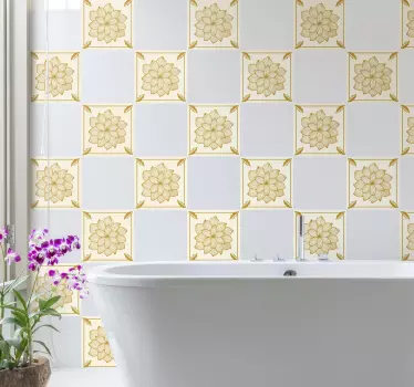 Floral Flock Paisley tile sticker - TenStickers