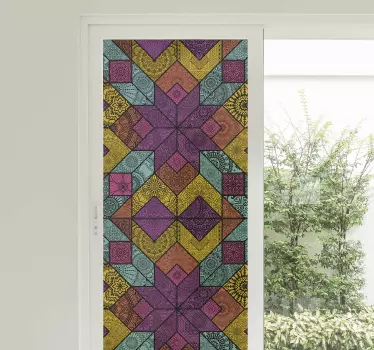 Samolepka na okno s mozaikou paisley - TenStickers