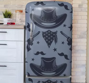 Cowboy hat,flock and revolvers  fridge sticker - TenStickers