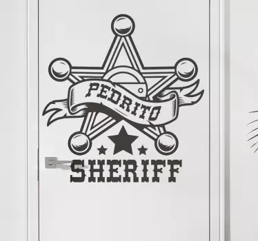 Vinilo para puerta sheriff con nombre - TenVinilo