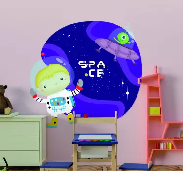 A boy in the outer space space wall sticker - TenStickers