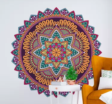 Mandala fuld af farver abstrakt vægklistermærke - TenStickers