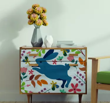 Tenango rabbits and flower furniture sticker - TenStickers