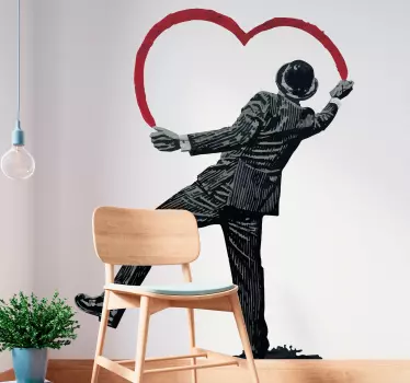 Vinilo Banksy personaje dibujando corazón - TenVinilo