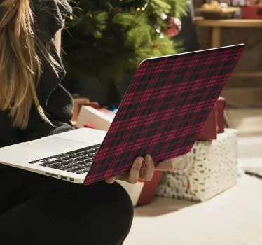 Nálepka s vianočným tartanom pre laptop - Tenstickers