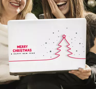 圣诞树线圣诞节笔记本电脑贴纸 - TenStickers